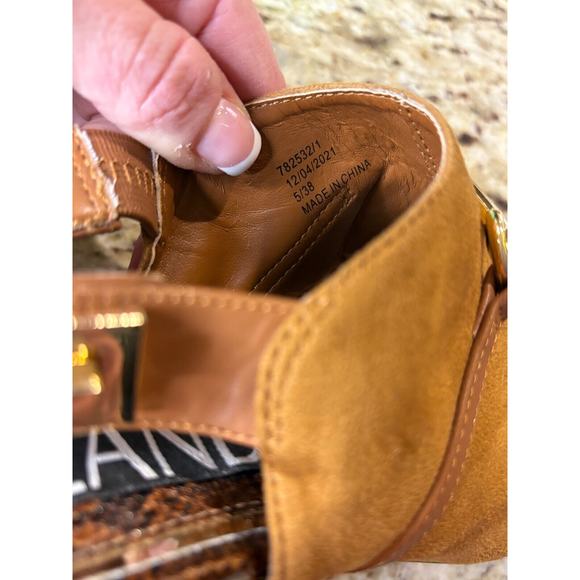 River Island patent chunky chelsea Open Toe boot in tan Slingback Size 5 - Picture 8 of 11